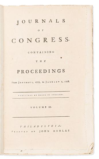 (AMERICAN REVOLUTION--1777.) Journals of Congress Containing the Proceedings from January 1, 1777, to January 1, 1778...                         